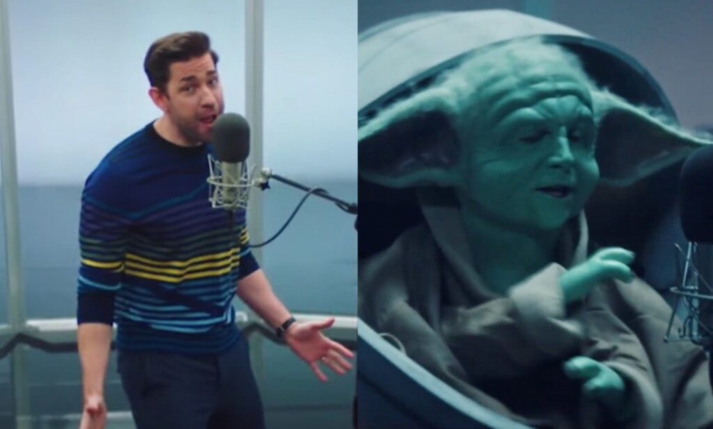 saff 2 1612114400107 1024x617 - SNL: John Krasinski cantou a música tema do The Office enquanto Baby Yoda tentava fazer rap com a música do Mandalorian