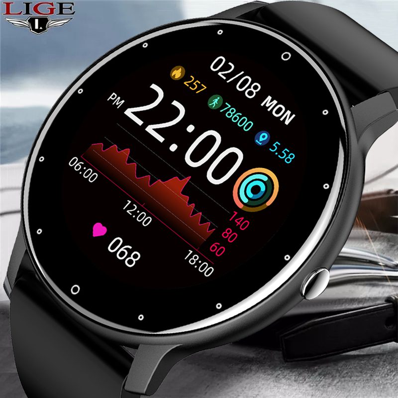 LIGE 2022 New Smart Watch Men Full Touch Screen Sport Fitness Watch IP67 Waterproof Bluetooth For - LIGE 2022 New Smart Watch Men Full Touch Screen Sport Fitness Watch IP67 Waterproof Bluetooth For Android ios smartwatch Men+box