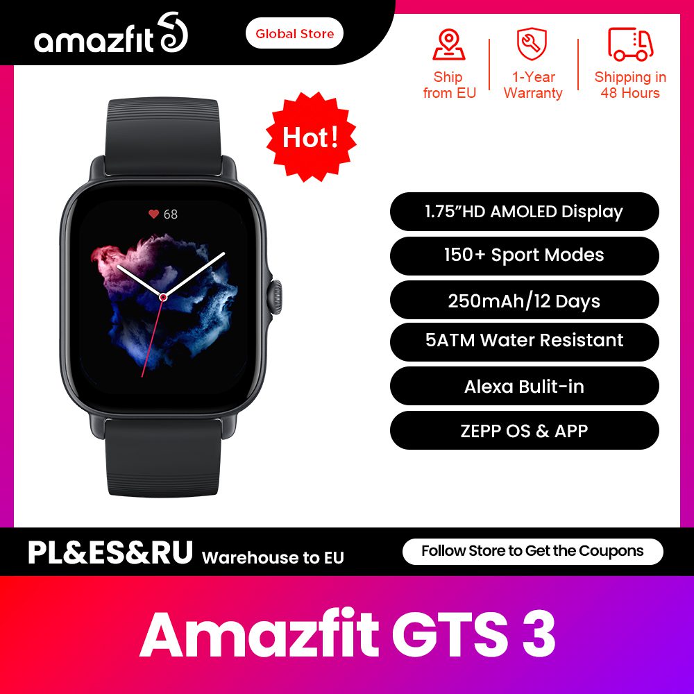 New Amazfit GTS 3 GTS3 GTS 3 Smartwatch 5 ATM Waterproof Alexa Built in GPS Female - New Amazfit GTS 3 GTS3 GTS-3 Smartwatch 5 ATM Waterproof Alexa Built-in GPS Female Cycle Monitoring Smart Watch for Android IOS