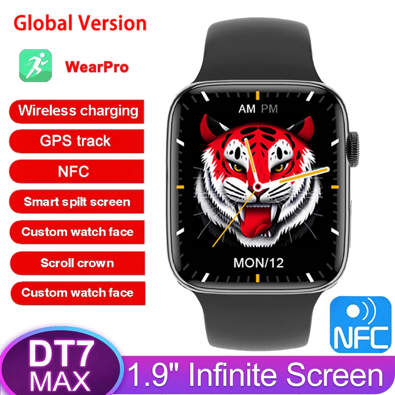 2022 DT7 MAX Smartwatch 7 DT NO 17 Series 7 390 435 NFC GPS Tracking Smart - 2022 DT7 MAX Smartwatch 7 DT NO.17 Series 7 390*435 NFC GPS Tracking Smart Watch for Men Women reloj hombre PK DT7 Plus W27 PRO