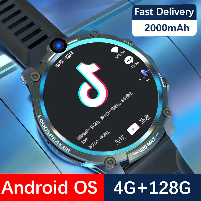 4G Netcom Round Screen V20MAX Men Women 128G Smart Watch Android OS Download App Game Video - 4G Netcom Round Screen V20MAX Men Women 128G Smart Watch Android OS Download App Game Video SIM Call HeartRate Camera For Xiaomi