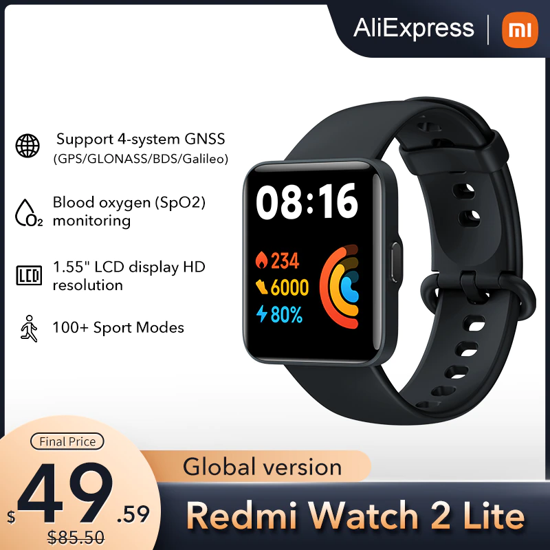 Global version Xiaomi Redmi Watch 2 lite Smart Watch Bluetooth Mi Band 1 55 HD GPS - Global version Xiaomi Redmi Watch 2 lite Smart Watch Bluetooth Mi Band 1.55" HD GPS Smartwatch Blood Oxygen sport Bracelet