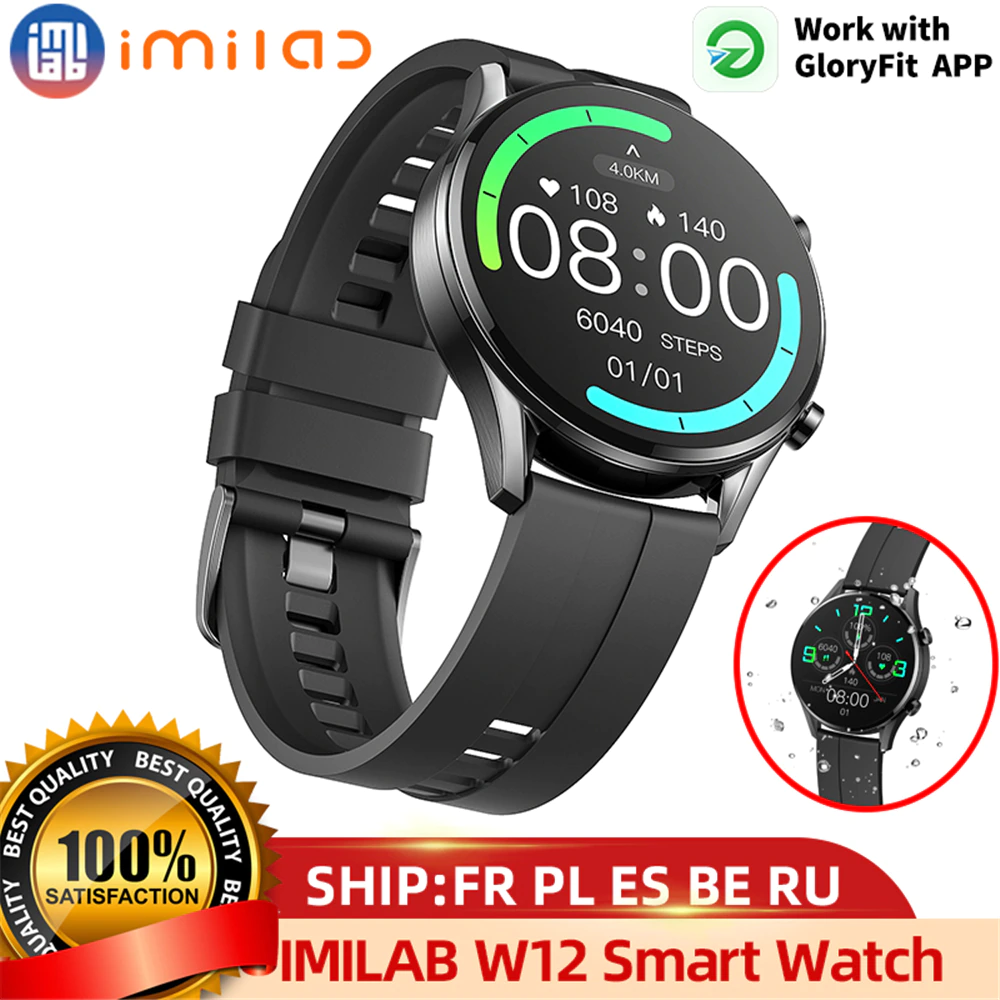 IMILAB W12 Smart Watch Men Smartwatch Bluetooth Male Fitness Tracker Sport Pedometer Heart Rate SpO2 Sleep - IMILAB W12 Smart Watch Men Smartwatch Bluetooth Male Fitness Tracker Sport Pedometer Heart Rate SpO2 Sleep Monitor Business Gift