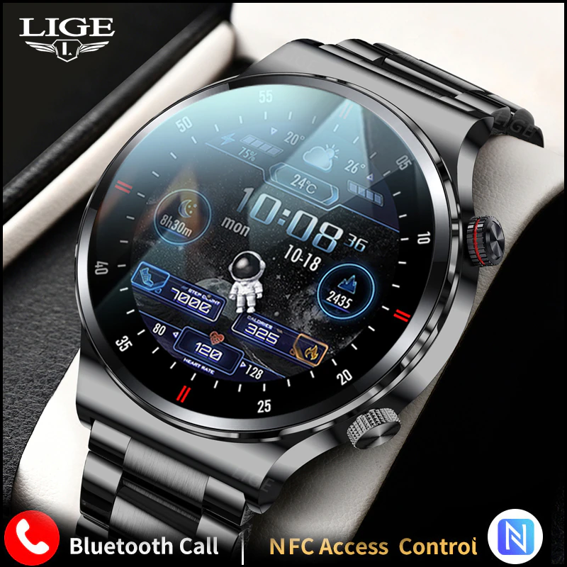 LIGE 2022 New NFC Bluetooth Calling Smart Watch Men Sports Fitness Tracking Smart Watch Heart Rate - LIGE 2022 New NFC Bluetooth Calling Smart Watch Men Sports Fitness Tracking Smart Watch Heart Rate Smart Watch for Android ios