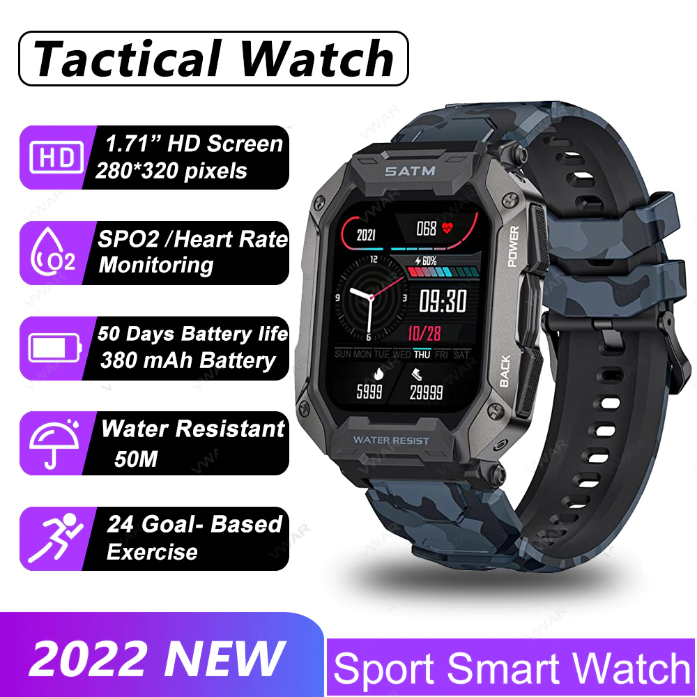 2022 Tactical Smart Watch Men Outdoor Sports IP68 Waterproof Blood Oxygen Militar Smartwatch Fitness Tracker for - 2022 Tactical Smart Watch Men Outdoor Sports IP68 Waterproof Blood Oxygen Militar Smartwatch Fitness Tracker for iPhone Samsung