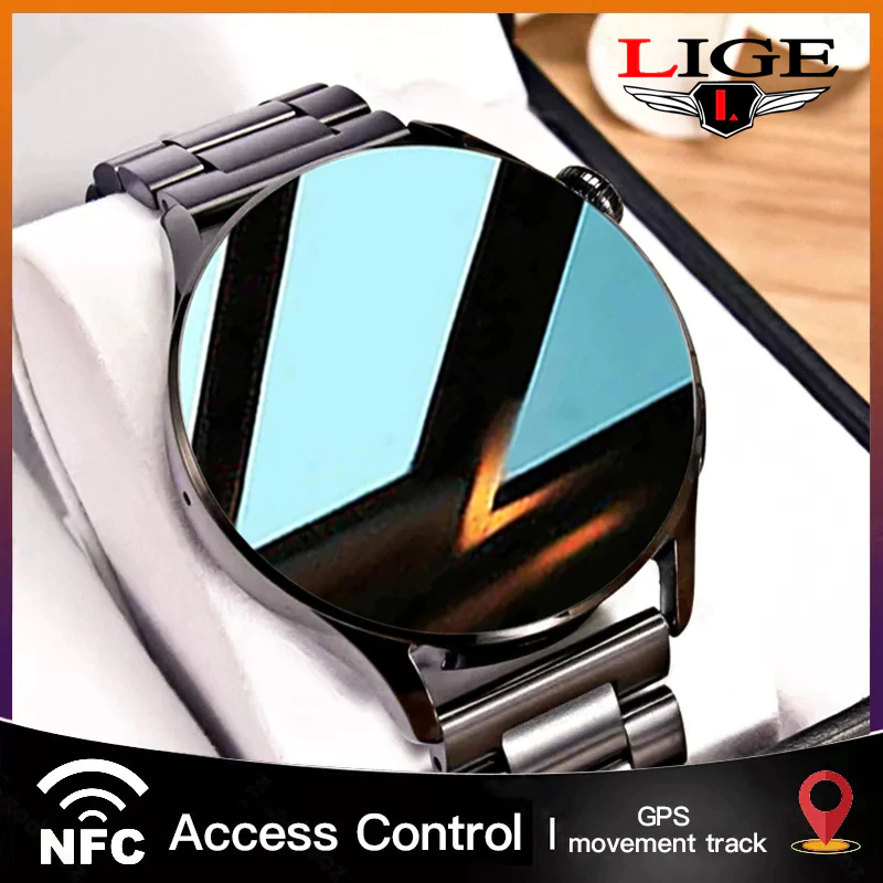 LIGE 2022 New NFC Smart Watch Men Bluetooth Call GPS Movement Track Wireless Charging IP68 Waterproof - LIGE 2022 New NFC Smart Watch Men Bluetooth Call GPS Movement Track Wireless Charging IP68 Waterproof ECG PPG Sports Smartwatch