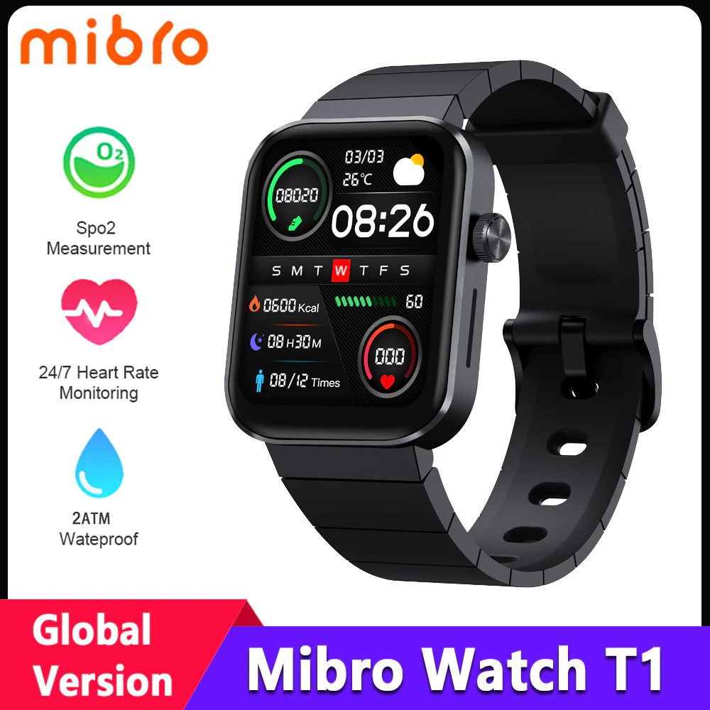 Mibro T1 Global Version Smart Watch 1 6in AMOLED Screen Heart Rate SpO2 Monitor Fitness Tracker - Mibro T1 Global Version Smart Watch 1.6in AMOLED Screen Heart Rate SpO2 Monitor Fitness Tracker Sports Bluetooth Call Smartwatch