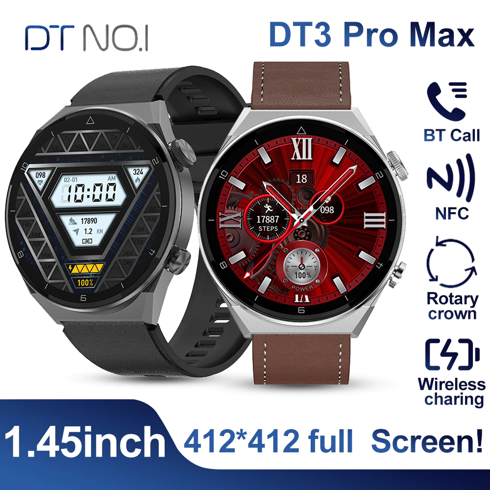 DT3 Pro Max Smart Watch for Men 1 45 Borderless Real HD Screen NFC Smartwatch Bluetooth - DT3 Pro Max Smart Watch for Men 1.45'' Borderless Real HD Screen NFC Smartwatch Bluetooth Call Fitness Bracelet Wireless Charing