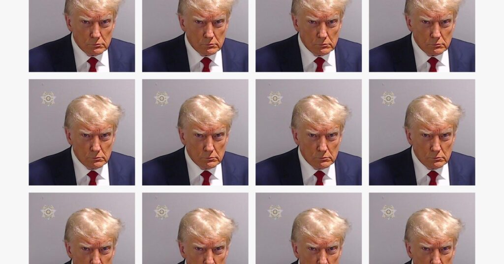 Trump Mugshot Grid Security GettyImages 1621335357 1024x536 - Donald Trump's Mug Shot Matters in a World of Fakes